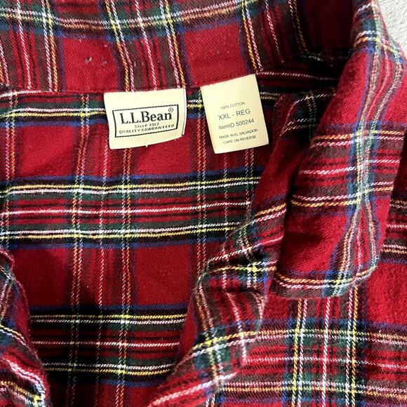LL Bean Cotton Pajama Set Men's XXL Red Plaid Warm Comy Holiday Festive - Picture 4 of 13